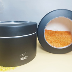 Контейнер для сыпучих продуктов металлический Bahaz 1.9 л. / Банка с прозрачной крышкой, Черный цвет